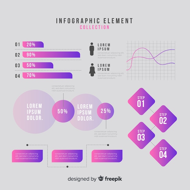 Colección elementos degradados infografía
