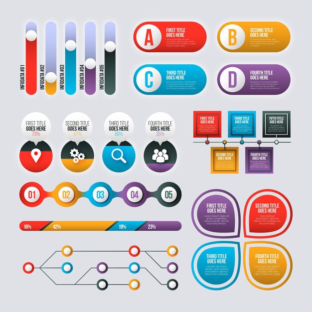 Colección elementos degradados infografía