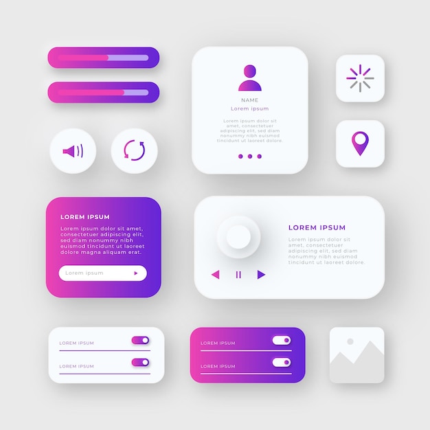 Colección de elementos degradados ui / ux