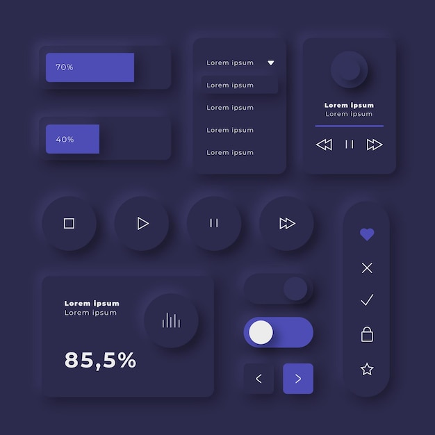 Colección de elementos degradados ui / ux