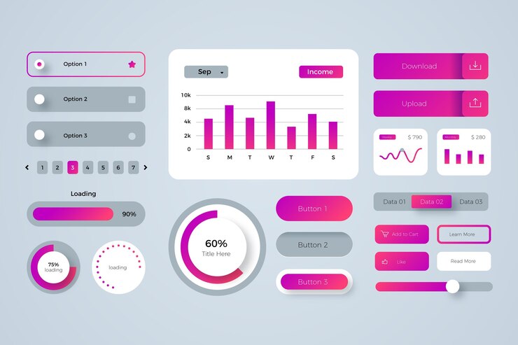 Vector gratuito colección de elementos degradados ui / ux