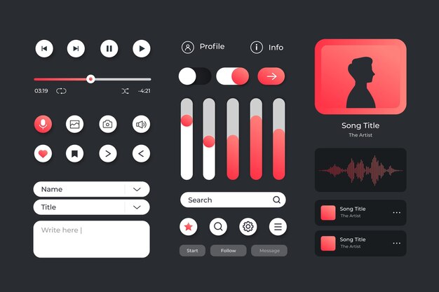 Colección de elementos degradados ui / ux