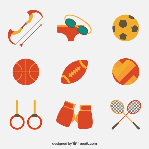 Colección de elementos de deporte