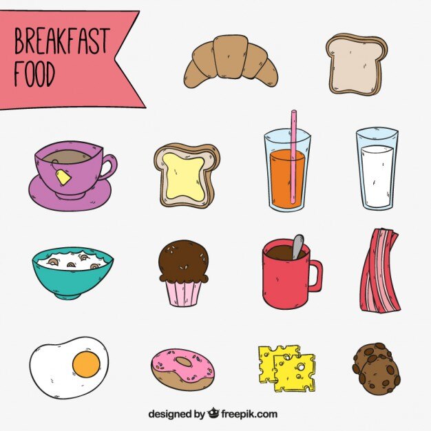 Colección de elementos de desayuno