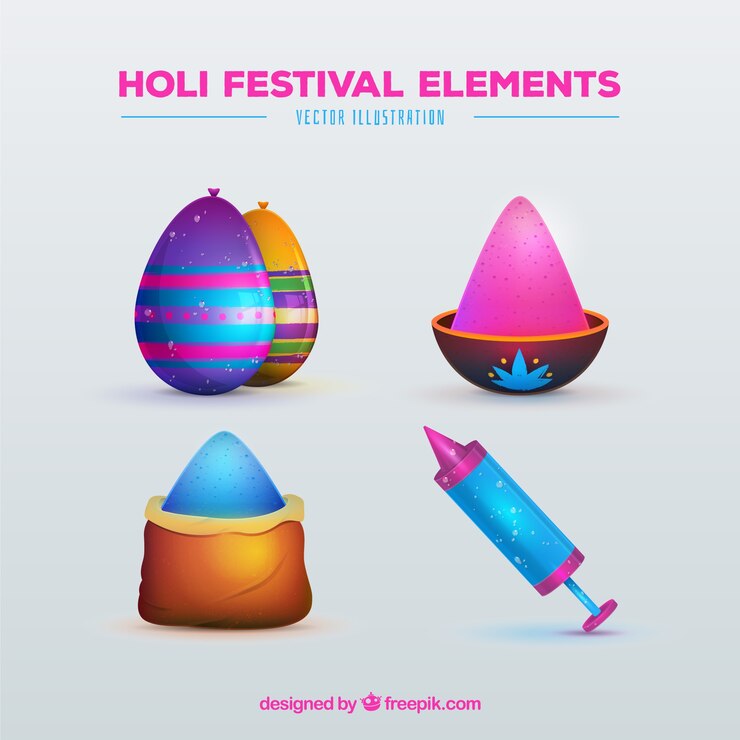 Vector gratuito colección de elementos detallados para el festival de holi