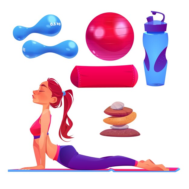 Colección de elementos del día internacional de dibujos animados de yoga