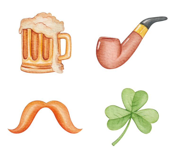Vector gratuito colección de elementos del día de san patricio en acuarela dibujada a mano