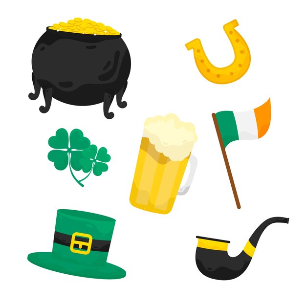 Colección de elementos del día de san patricio lucky flat design