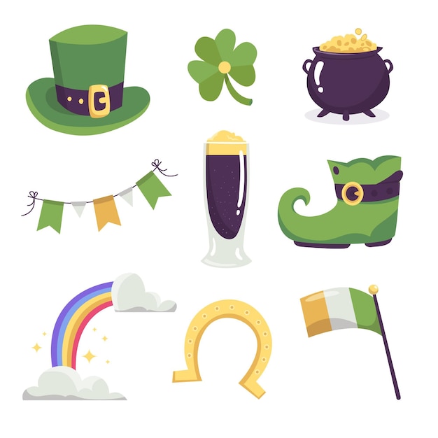 Vector gratuito colección de elementos del día de san patricio