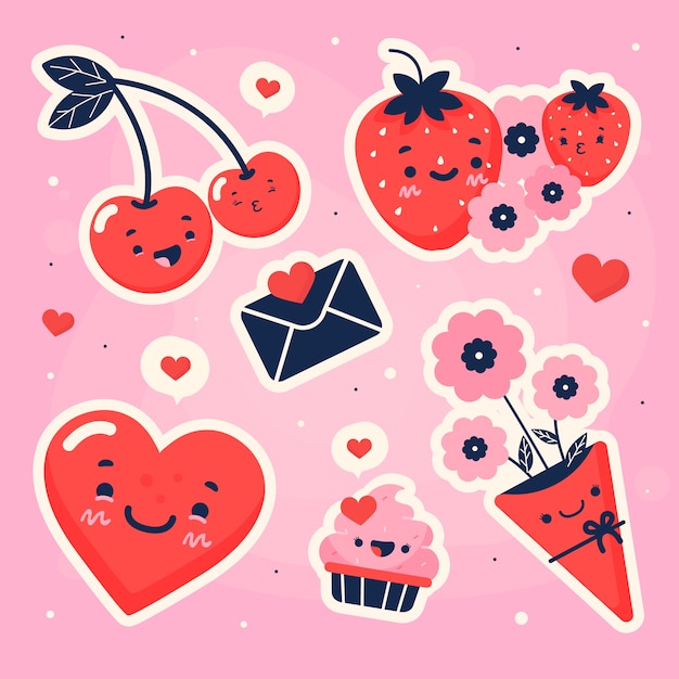 Colección de elementos del día de san valentín en diseño plano