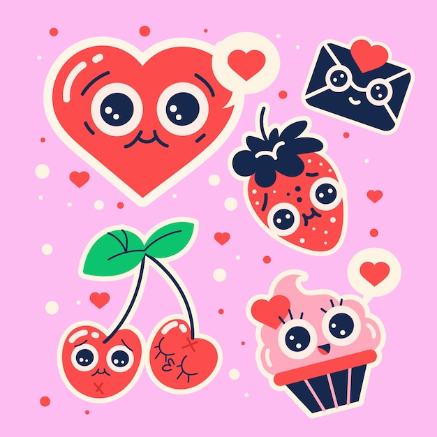 Colección de elementos del día de san valentín en diseño plano