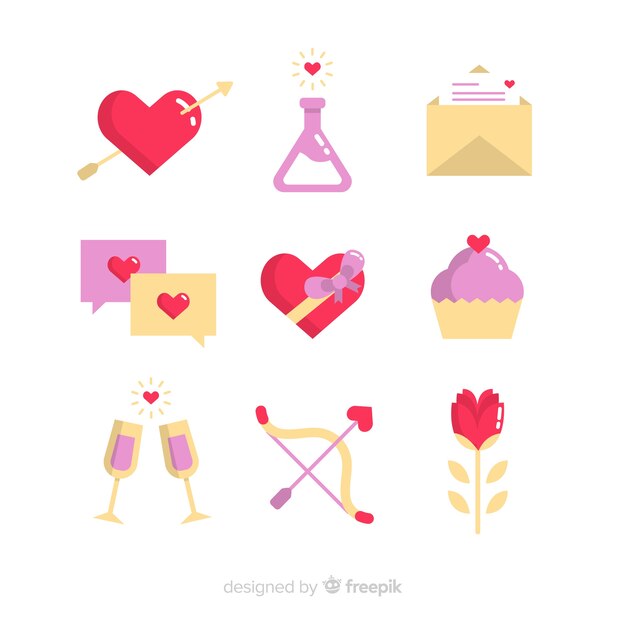 Colección elementos día de san valentín planos