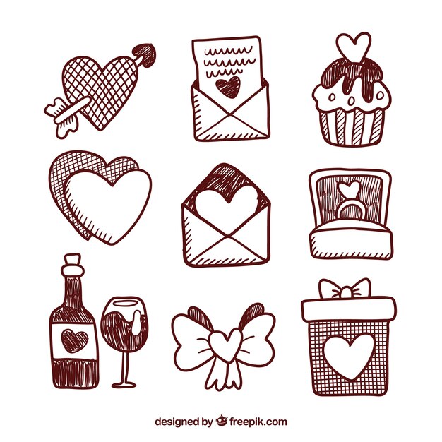 Colección de elementos del día de san valentín