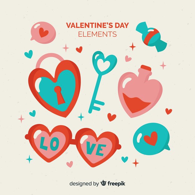 Colección elementos día de san valentín