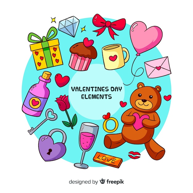 Colección de elementos del día de San Valentín