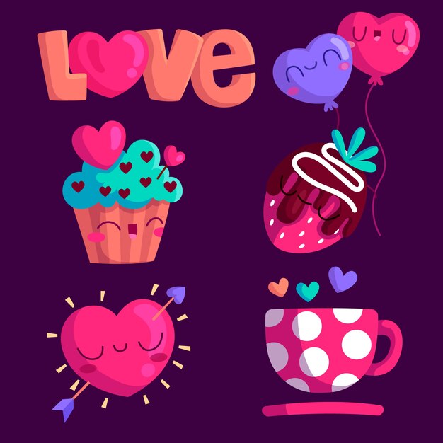 Colección de elementos del día de san valentín