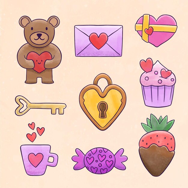 Colección de elementos del día de san valentín