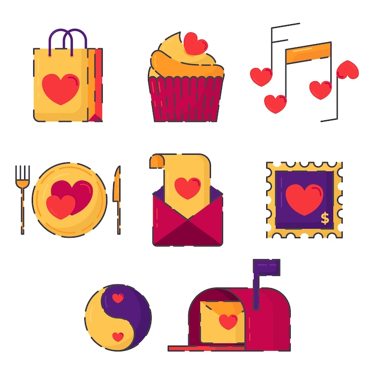 Vector gratuito colección de elementos del día de san valentín