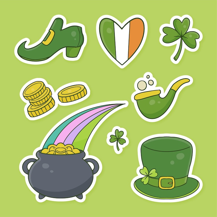 Vector gratuito colección de elementos dibujados a mano para la celebración del día de san patricio