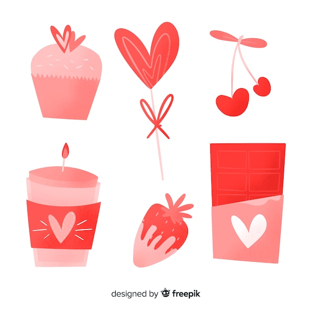 Vector gratuito colección elementos dibujados a mano san valentín