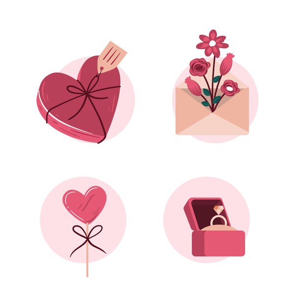 Colección de elementos dibujados a mano de San Valentín