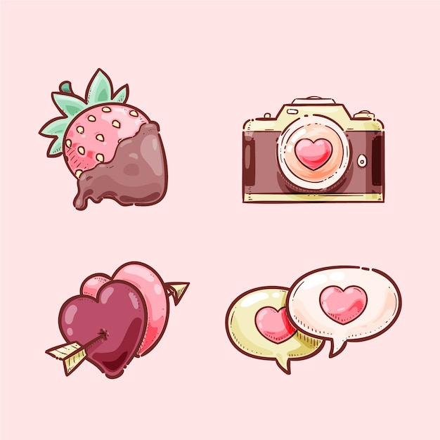 Colección de elementos dibujados a mano de san valentín