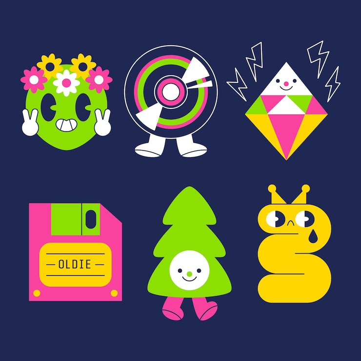 Vector gratuito colección de elementos de dibujos animados de moda planos dibujados a mano