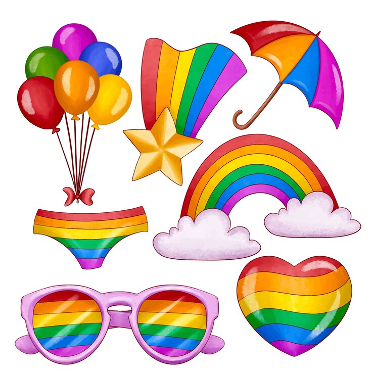 Vector gratuito colección de elementos de diseño de acuarela para la celebración del mes del orgullo