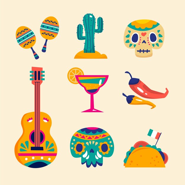 Colección de elementos de diseño para la celebración del cinco de mayo.