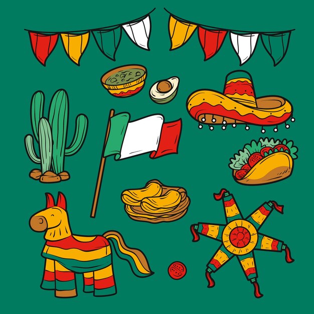 Colección de elementos de diseño para la celebración del cinco de mayo.