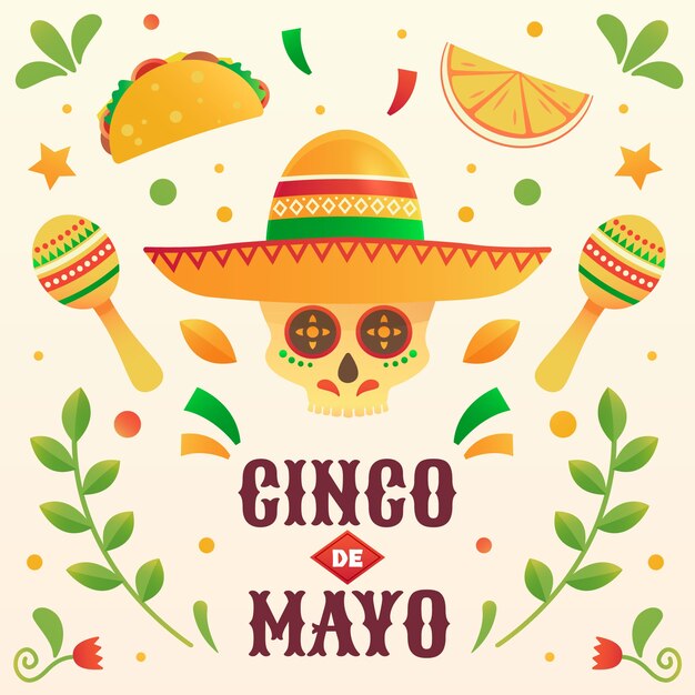 Colección de elementos de diseño para la celebración del cinco de mayo.