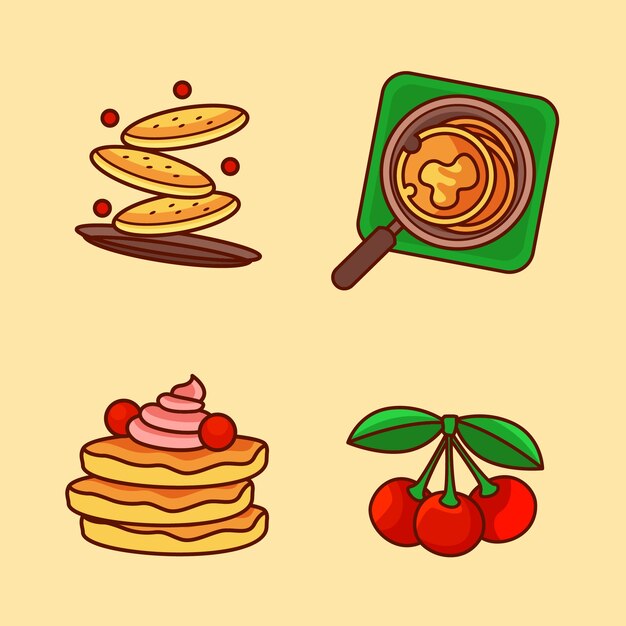 Colección de elementos de diseño dibujados a mano para el día del panqueque