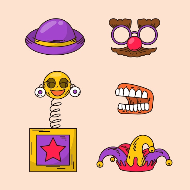 Colección de elementos de diseño dibujados a mano para el día del tonto de abril