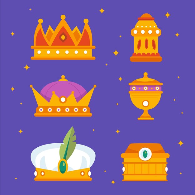 Colección de elementos de diseño de Flat reyes magos