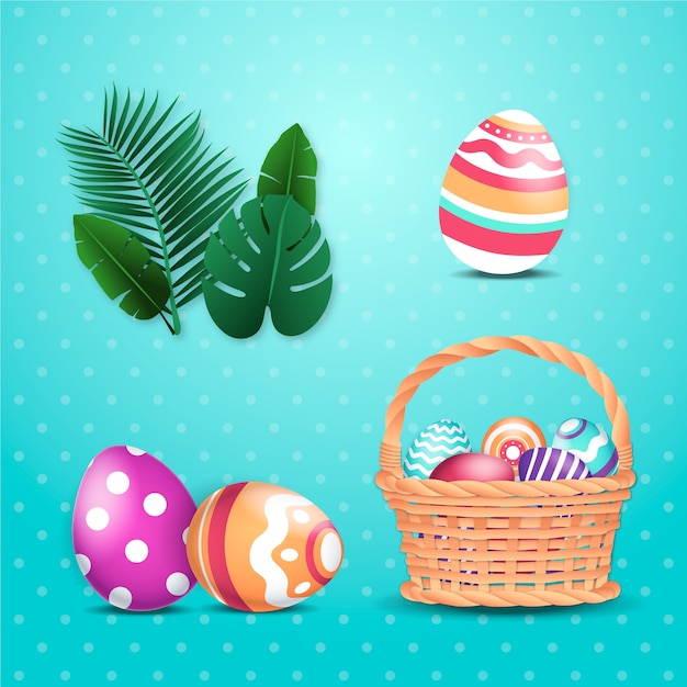 Vector gratuito colección de elementos de diseño de gradiente para las vacaciones de pascua.