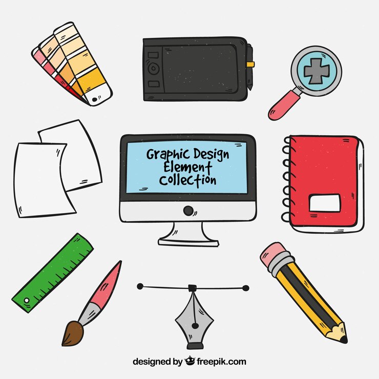 Vector gratuito colección de elementos de diseño gráfico en estilo hecho a mano
