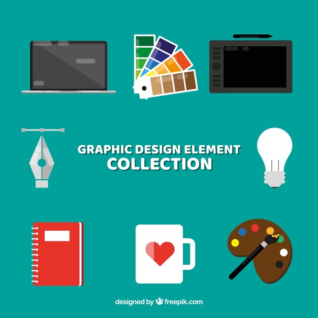 Colección de elementos de diseño gráfico en estilo plano