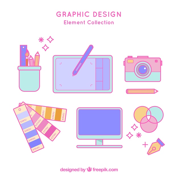 Vector gratuito colección de elementos de diseño gráfico en estilo plano