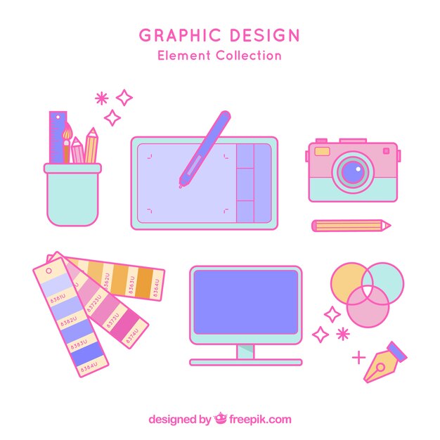 Colección de elementos de diseño gráfico en estilo plano