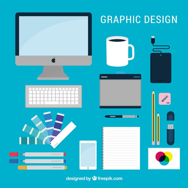 Colección de elementos de diseño gráfico en estilo plano