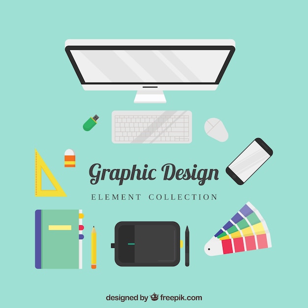 Vector gratuito colección de elementos de diseño gráfico en estilo plano