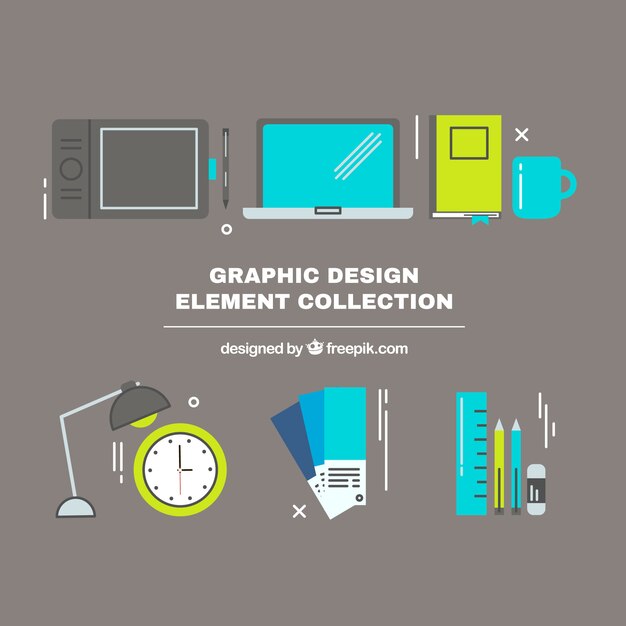 Colección de elementos de diseño gráfico en estilo plano