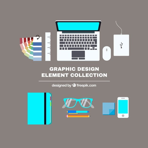 Colección de elementos de diseño gráfico en estilo plano