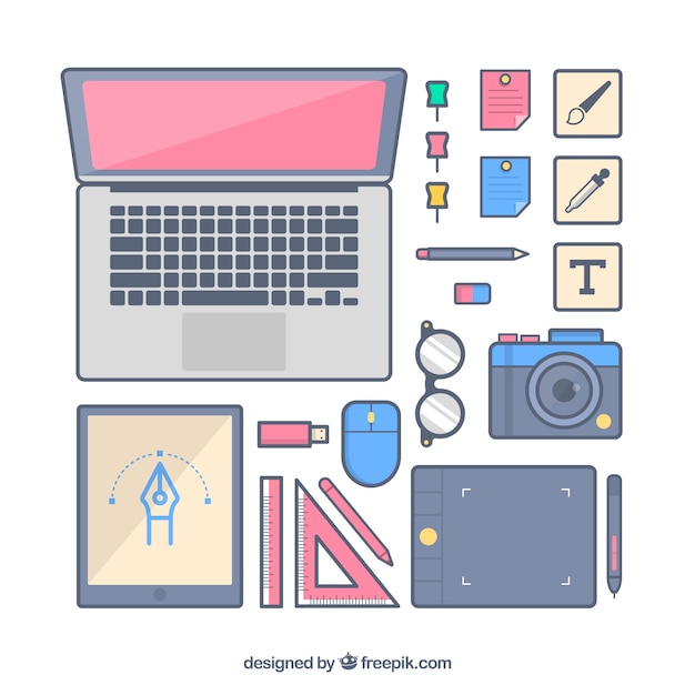 Colección de elementos de diseño gráfico en estilo plano