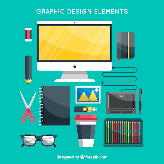 Colección de elementos de diseño gráfico en estilo plano