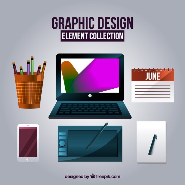 Colección de elementos de diseño gráfico en estilo realista