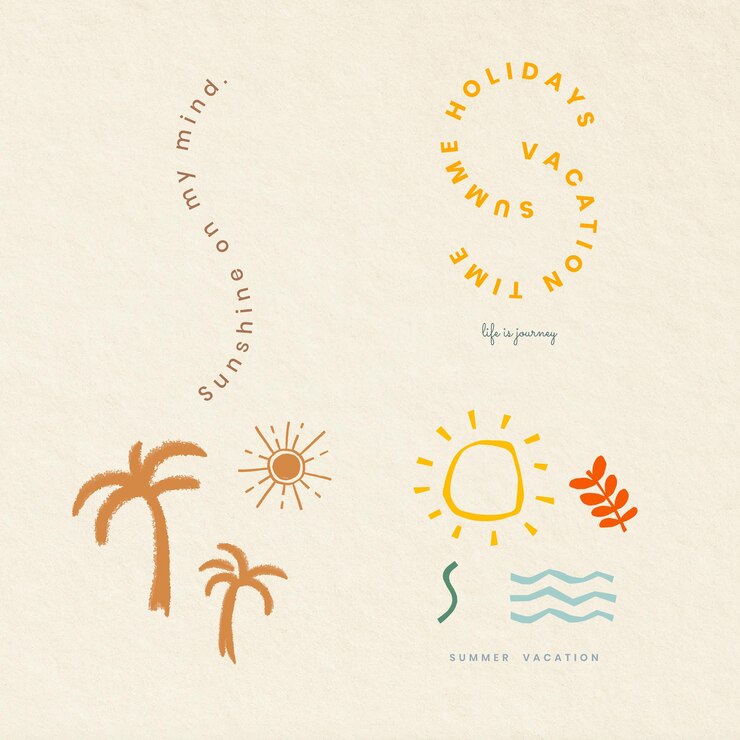 Vector gratuito colección de elementos de diseño de impresión de camiseta de vector de insignias coloridas de vacaciones de verano