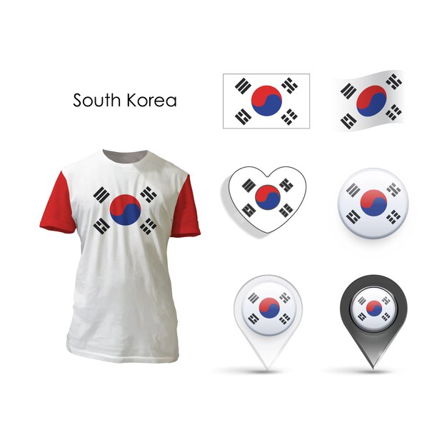 Colección de elementos con diseño de korea del sur