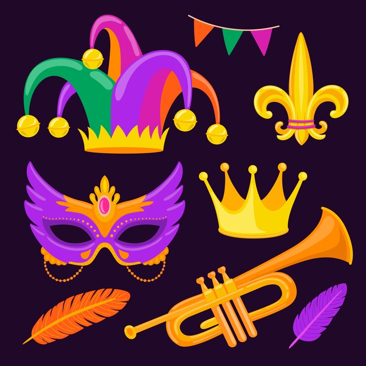 Vector gratuito colección de elementos de diseño de mardi gras planos