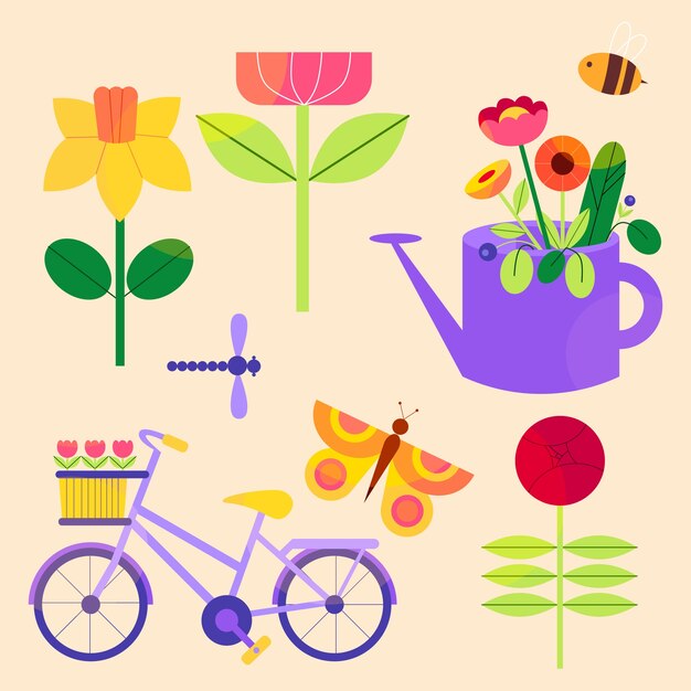 Colección de elementos de diseño de muelles planos